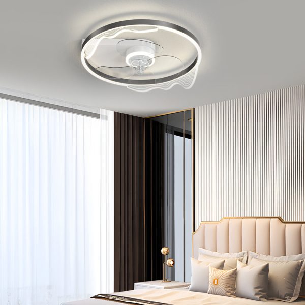 Round Acrylic Waves Decor LED Three Step Dimming Modern Ceiling Fan Lamp - Image 4