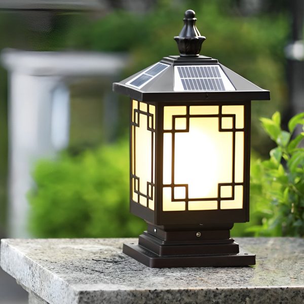 Retro Grilles Waterproof LED Intelligent Brown Solar Fence Post Lights - Image 4