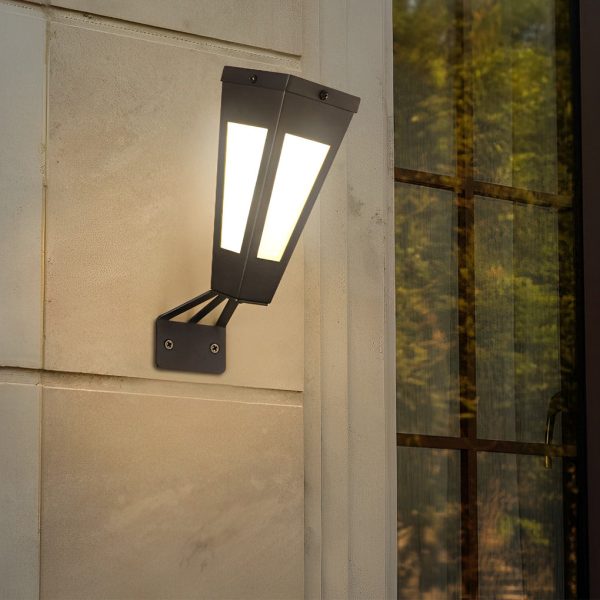 Waterproof Intelligent Metal LED Black Modern Solar Outdoor Wall Light - Image 2