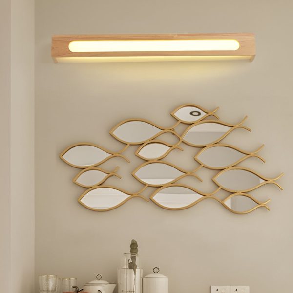 Rectangular Wood Waterproof LED Nordic Wall Lamp Mirror Light Sconces - Image 6