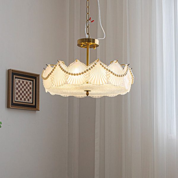 French Light Luxury Seashell Glass Pearl Round 5/6/ 8 Light Chandelier - Image 14