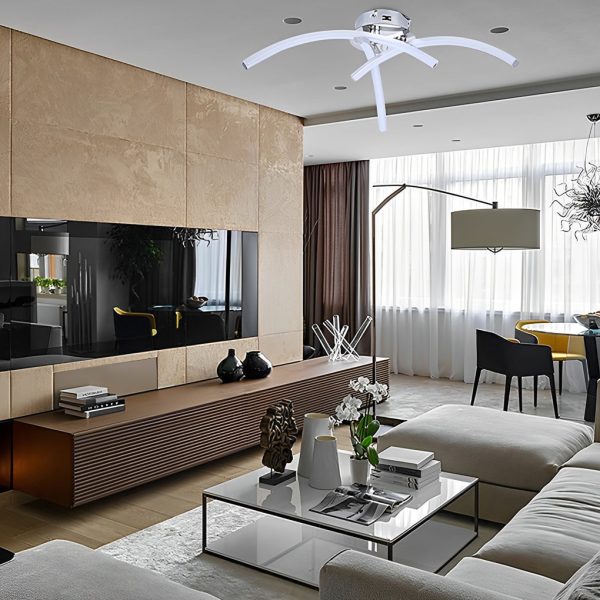 Geometric 3 Line LED Modern Ceiling Lights Flush Mount Lighting Chandelier - Image 2