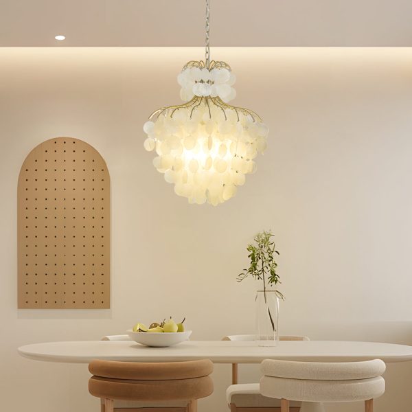 Tiered Capiz Shell Chandelier: Elegant French Style Hanging Lighting - Image 2