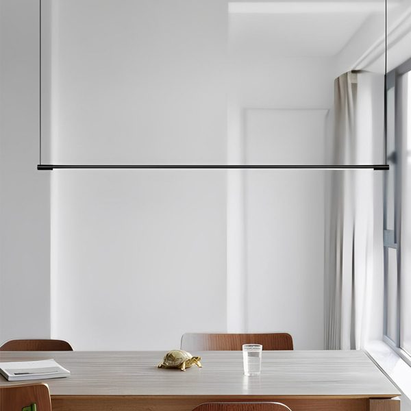Minimalist Long Strip LED Stepless Dimming Black Nordic Chandelier Light - Image 2