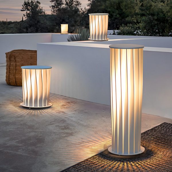 Twisted Metal Lantern LED Waterproof White Modern Solar Lawn Lights - Image 7