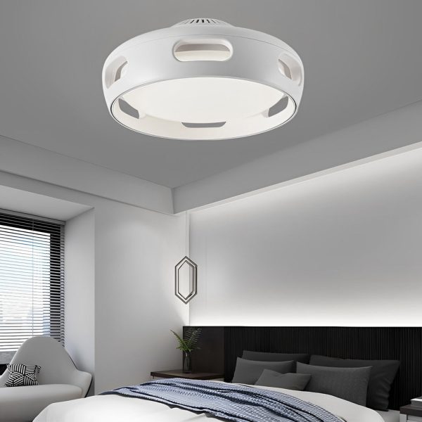 Round Smart Mute Stepless Dimming White Modern Bladeless Ceiling Fans - Image 2