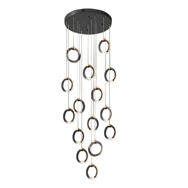 LED Ring Clusters Rotating Staircase Chandelier - Image 13