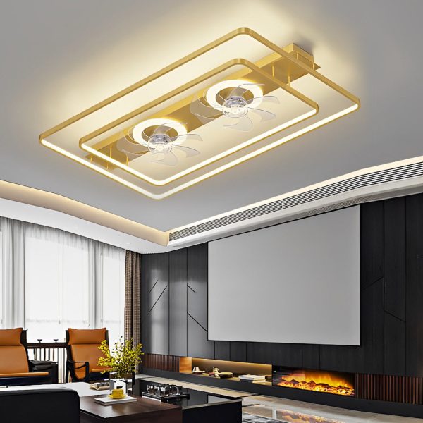 Rectangular LED Two Fans Nordic Bladeless Ceiling Fan - Image 6