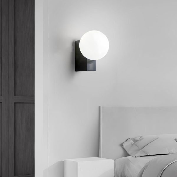 Cream White Glass Ball LED Wall Light with Dimmable Feature - Image 3
