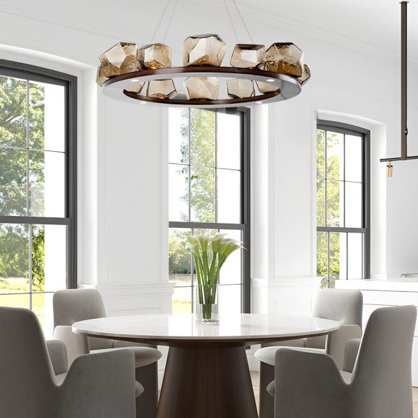 Irregular Glass Shade Stone Creative Cognac Color Modern Chandelier - Image 3