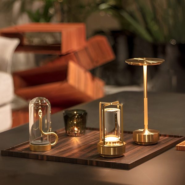 Plated Metal Slender Cordless UFO Alien Table Lamp - Image 6