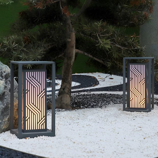 Gray Retro Aesthetic Waterproof LED Outdoor Pathway Cuboid Lantern - Image 3