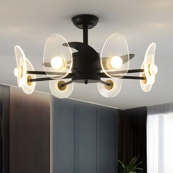31-In Black Round Acrylic Ceiling Fan with Light and Remote, 3 Blades - Image 2