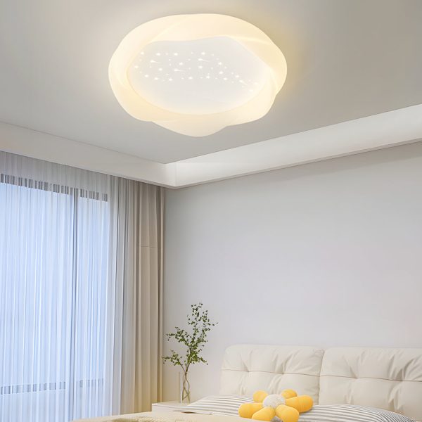 Round PE Shade Iron Three Step Dimming Milky White Modern Ceiling Lights - Image 3