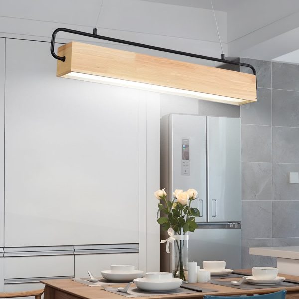 Wooden LED Dining Pendant Light - Rectangle - Image 4