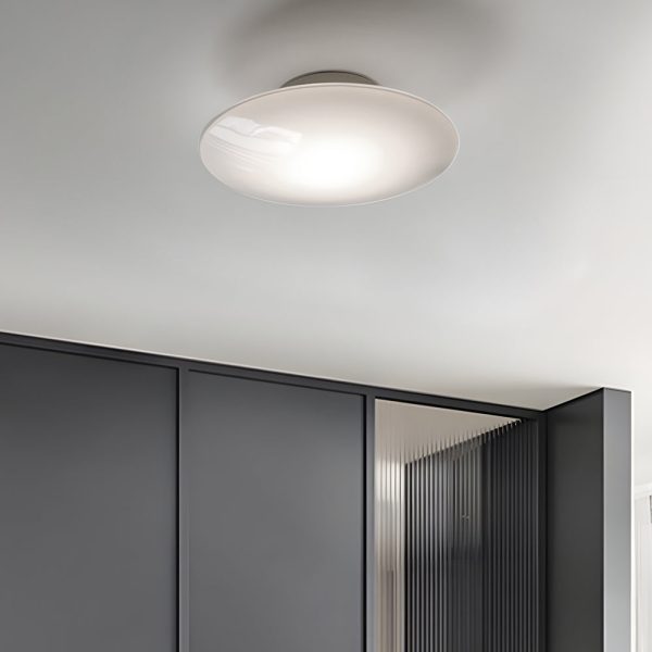 Modern White Glass LED Flush Mount Ceiling Lamp for Bedroom - Minimalist Style - Image 4