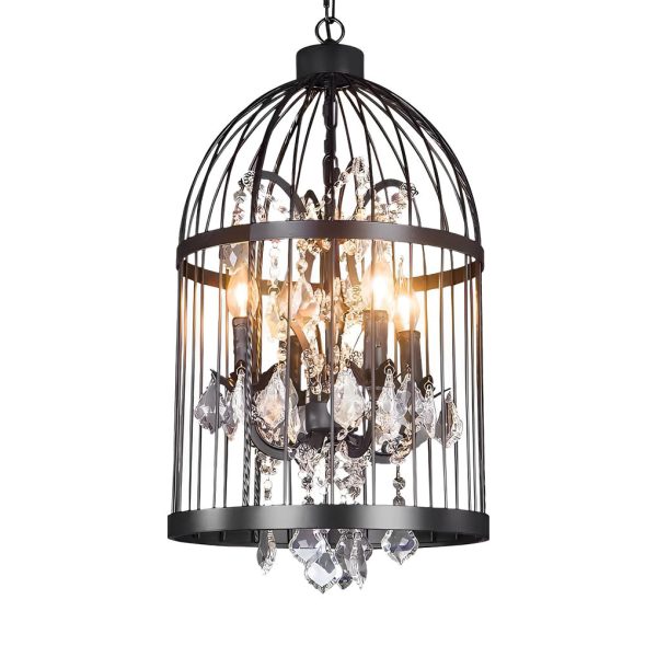 Birdcage Iron Crystal Ornaments Retro Industrial Style Chandelier Light - Image 10