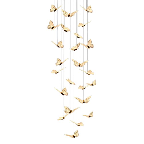 Small Butterflies Creative Three Step Dimming Modern Long Chandelier - Image 9