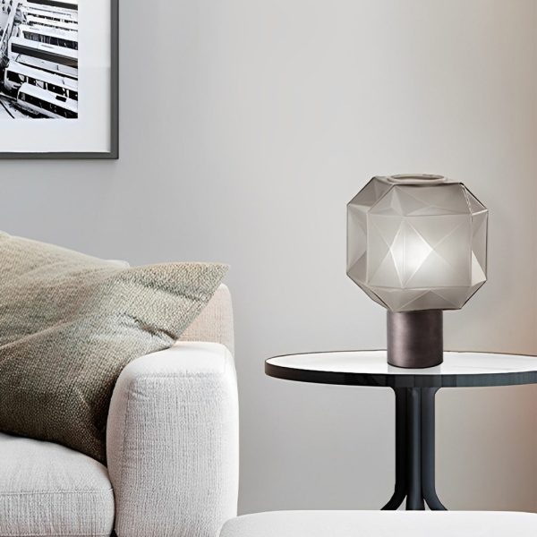 1-Light Cylinder and Cubo Smoke Glass Orb Modern Table Lamp - Image 4