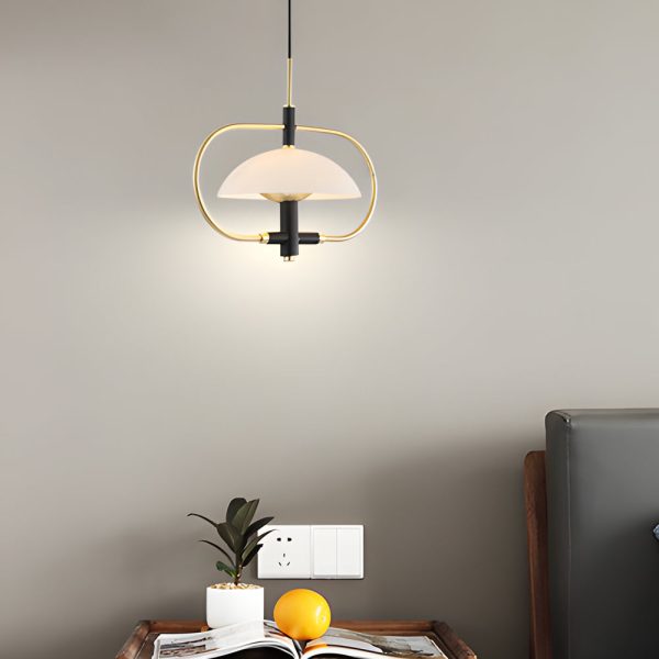 1/3/6 Heads Semicircular Opal Glass Dome Chandelier Aperture Pendant Light Hanging Ceiling Lighting - Image 3