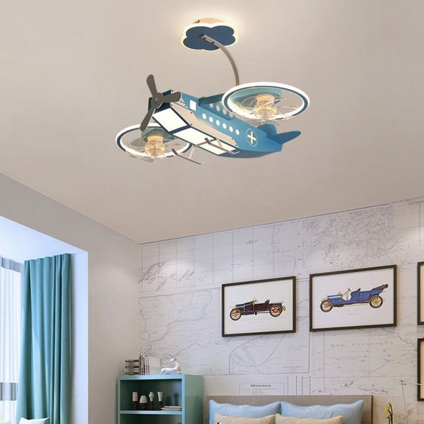 Creative Cartoon Aircraft Kids Flush Mount Ceiling Fan Light - Image 18
