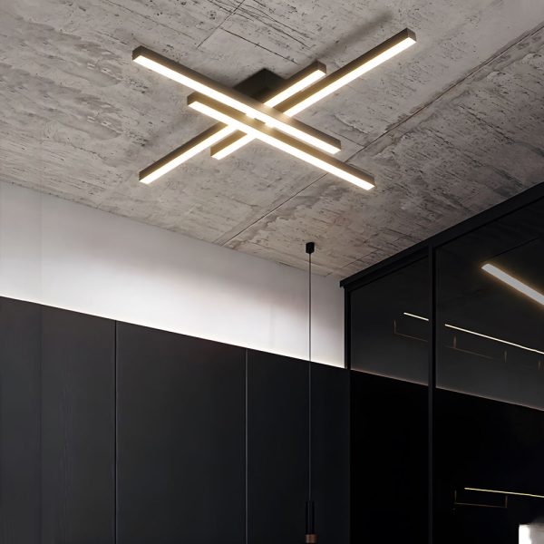 4-Light Modern Linear Parallax Ceiling Lamp LED Flush Mount Ceiling Light - Image 4