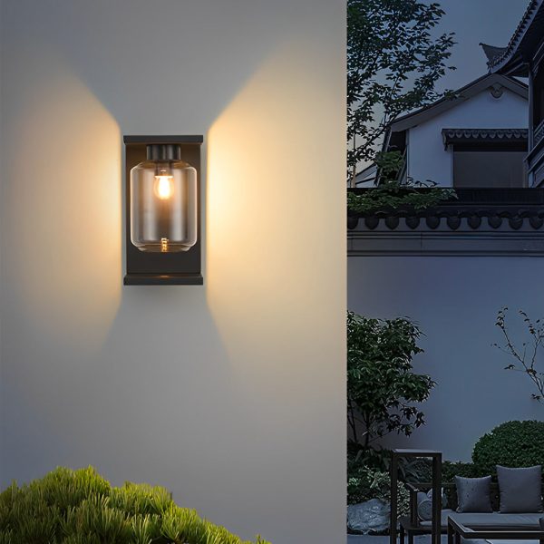 Outdoor Waterproof LED Glass Black Modern Solar Wall Lights with Remote - Image 3