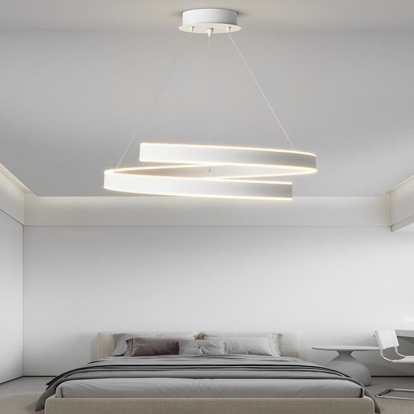 Rotating Ring Creative Three Step Dimming LED White Nordic Chandelier - Image 6