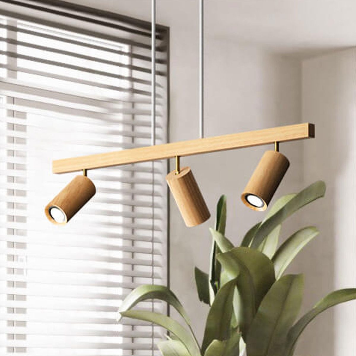 Nordic Minimalist Solid Wood Spotlight Track 2/3/4 Light Chandelier - Image 16