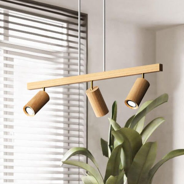 Nordic Minimalist Solid Wood Spotlight Track 2/3/4 Light Chandelier - Image 16
