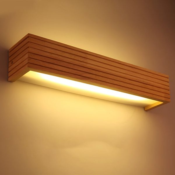 Wood Rectangular Waterproof LED Nordic Wall Sconce Lighting Mirror Light - Image 6