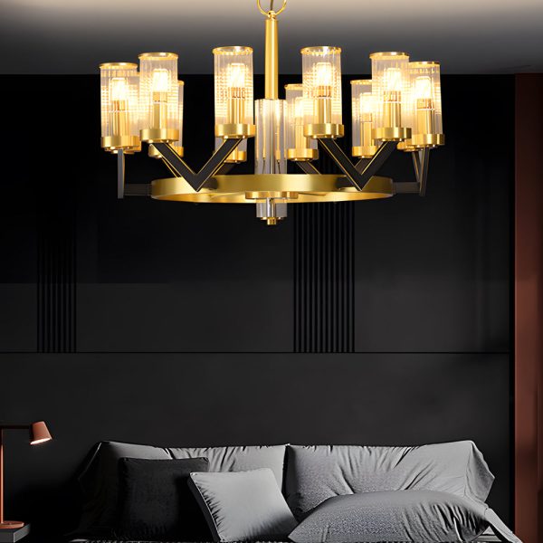 Round Personality Molecular Glass Copper Nordic Modern Chandelier Lamp - Image 2