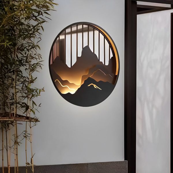 Round Mountain Scenery LED Waterproof Outdoor Wall Sconce Lighting - Image 3