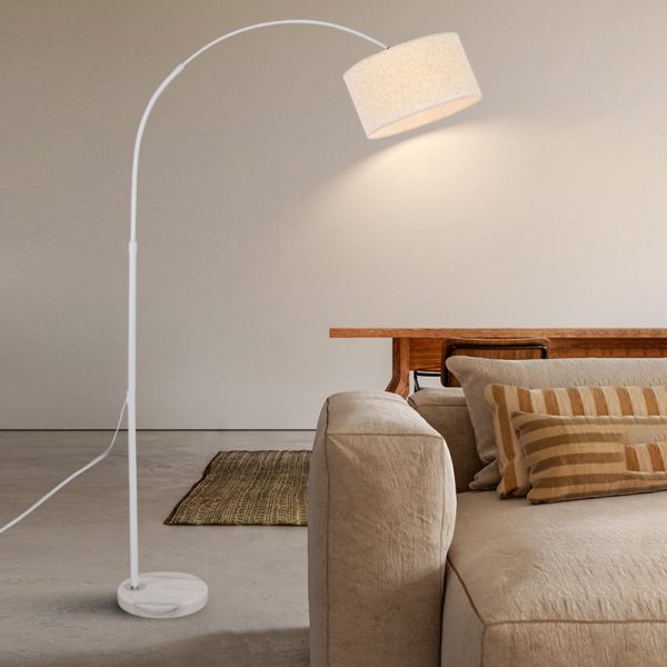 Marble Base and Shaded Adjustable Arc Floor Lamp - Image 4