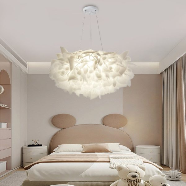 Flower Petals Three Step Dimming LED White Ins Nordic Chandelier Light - Image 4