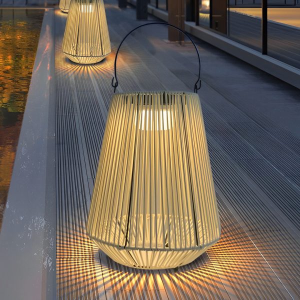 Portable Waterproof Handmade Rattan LED Modern Solar Outdoor Lanterns - Image 3