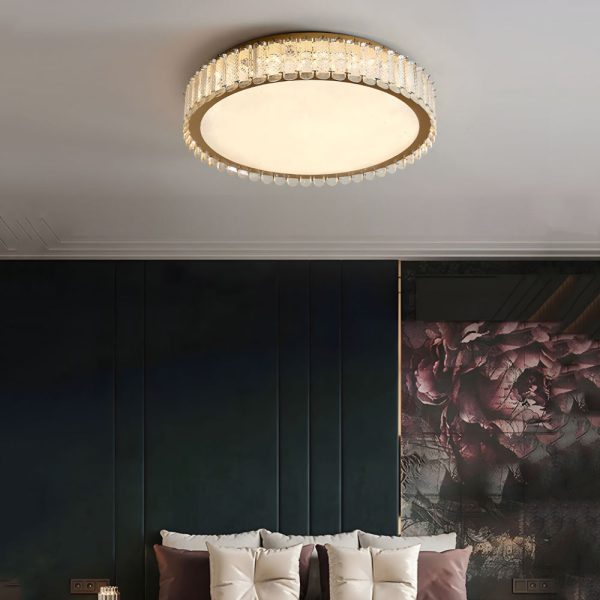 Crystal and Frosted Shade Luxury Round/Square Flush Mount Ceiling Light - Image 2