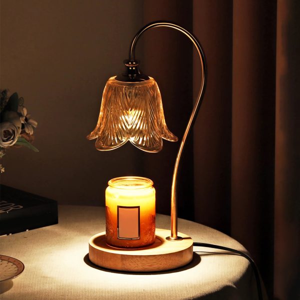 Elegant Floral Glass Desk Lamp with Cup-Holder Base for Reading or Decor - Image 2