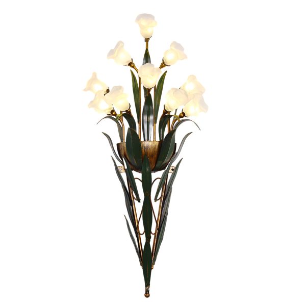 Bouquet Flowers Leaves White Light Pastoral American Style Wall Lamp - Image 11