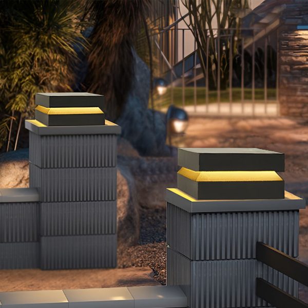 Square LED 16w Waterproof Black Modern Solar Post Caps Lights Pillar Light - Image 3