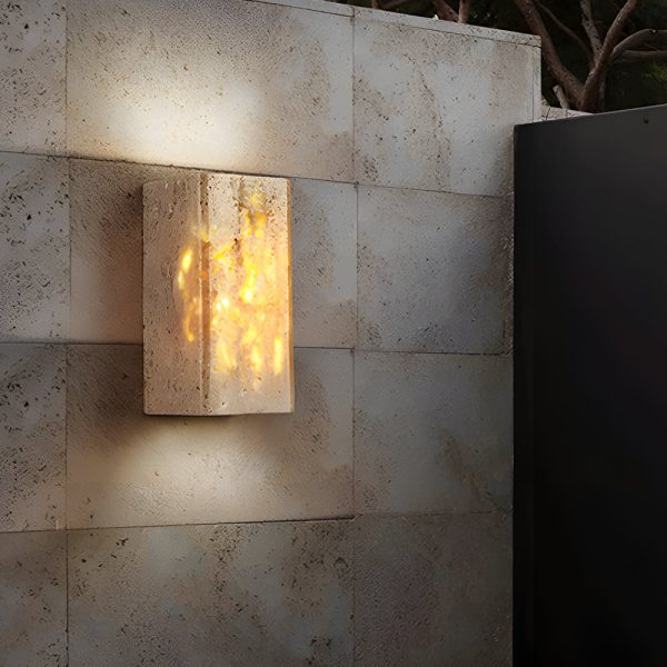 Wabi-Sabi Yellow Travertine LED Wall Sconce - Square/Rectangle - Image 2