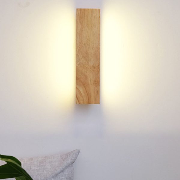 Rotatable Minimalist Rectangular Wood Led Wall Lamp Wall Lights Fixture - Image 3