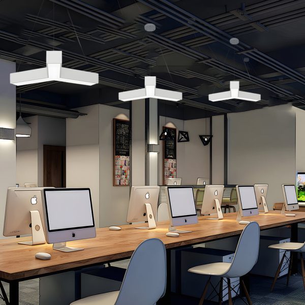 4 Pcs Modern Seamless Y-Shaped Linear LED Office Pendant Lights - Image 4