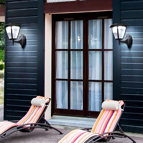 1-Light Black Solar Powered Porch Sconce LED Outdoor Wall Light - Image 2