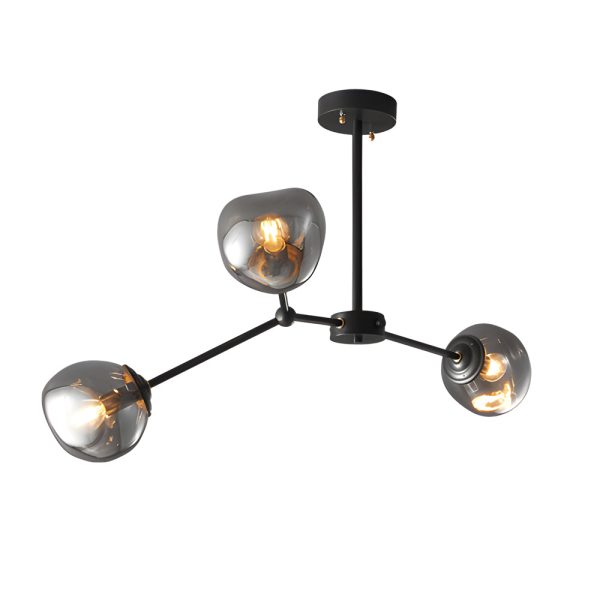 3/5/8-Light Molecule Dimpled Lava Glass Chandelier with Black Metallic Arms - Image 14