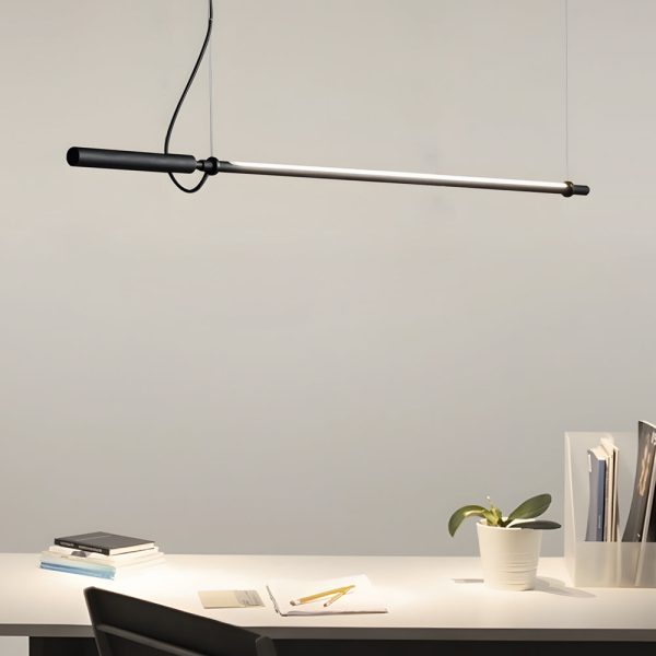 47.2-in Minimalist Black Acrylic Linear LED Pendant Light - Image 2