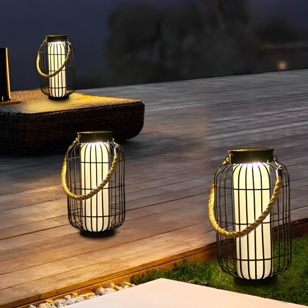 Classic Iron Lantern Waterproof Intelligent Portable Solar Lawn Lamp - Image 6