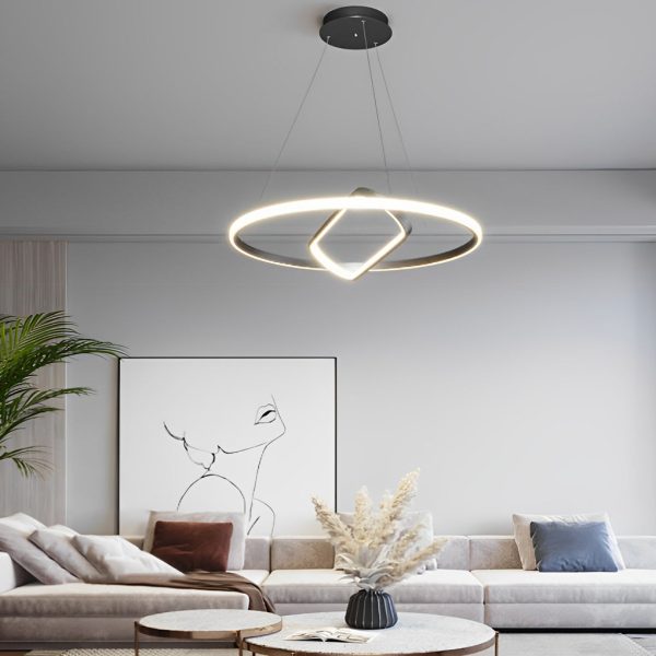 Adjustable Round Oval LED Stepless Dimming Black Modern Chandelier - Image 2
