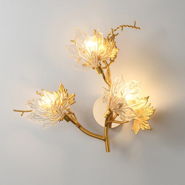 Maple Leaves Glass Three Step Dimming Artistic Luxury Postmodern Wall Lamp - Image 3
