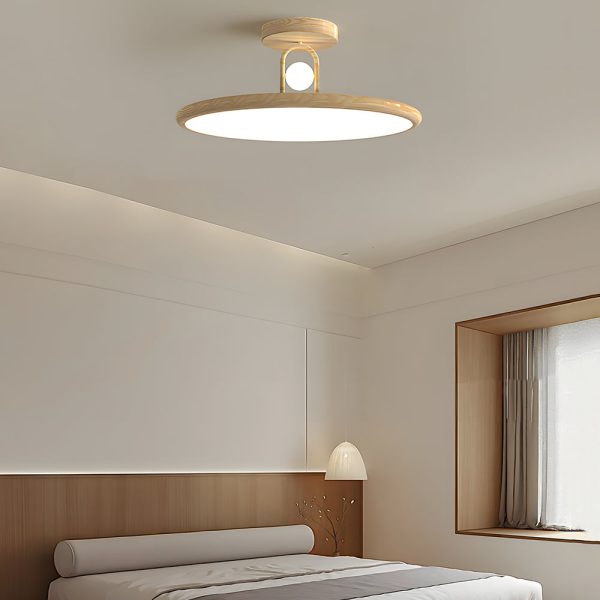 15.7/19.7-in Wood Grain Round Semi Flush Mount Ceiling Light - Image 3